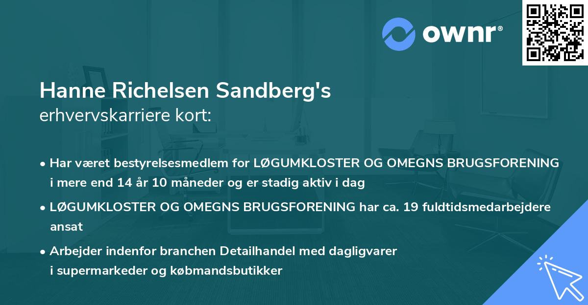 Hanne Richelsen Sandberg's erhvervskarriere kort