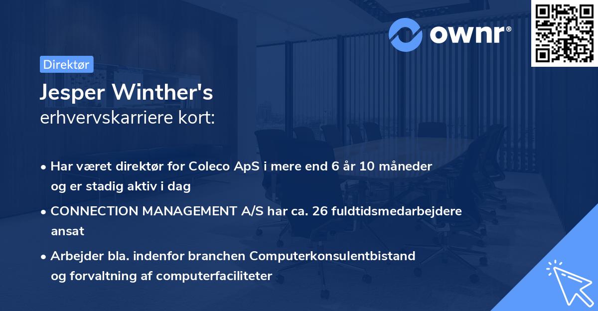 Jesper Winther's erhvervskarriere kort