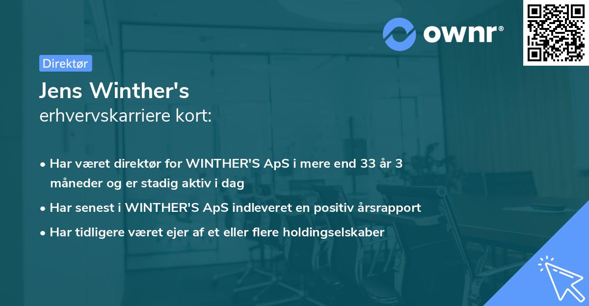 Jens Winther's erhvervskarriere kort