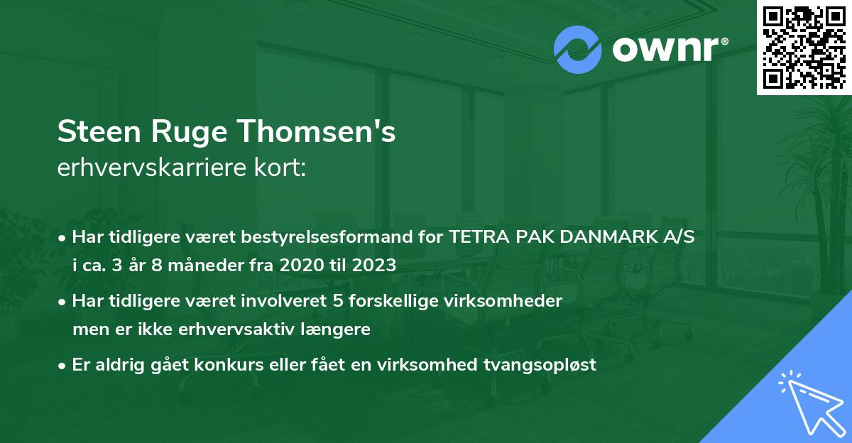 Steen Ruge Thomsen's erhvervskarriere kort