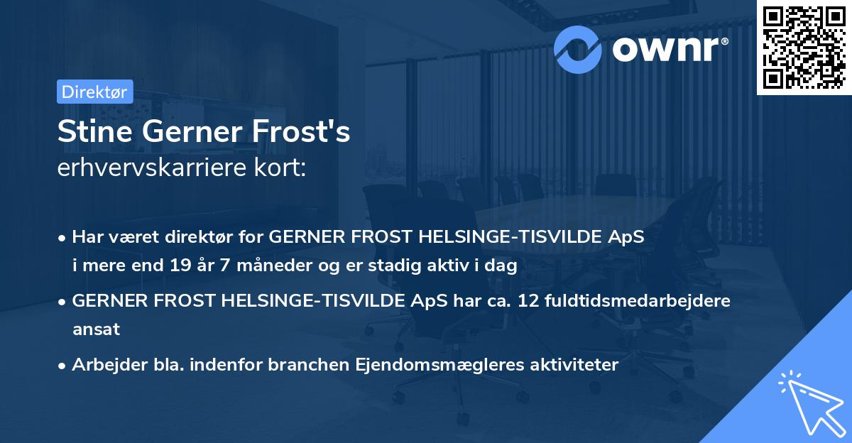 Stine Gerner Frost's erhvervskarriere kort