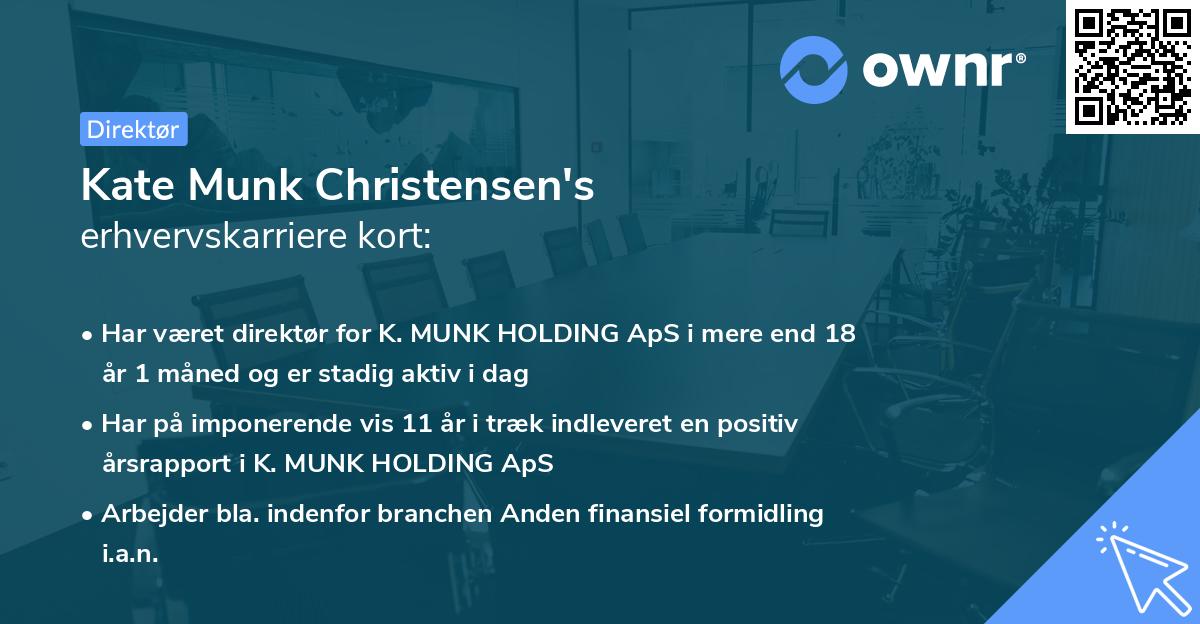 Kate Munk Christensen's erhvervskarriere kort