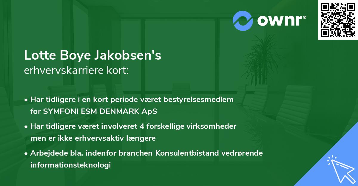 Lotte Boye Jakobsen's erhvervskarriere kort
