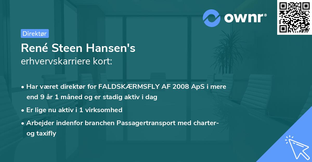 René Steen Hansen's erhvervskarriere kort