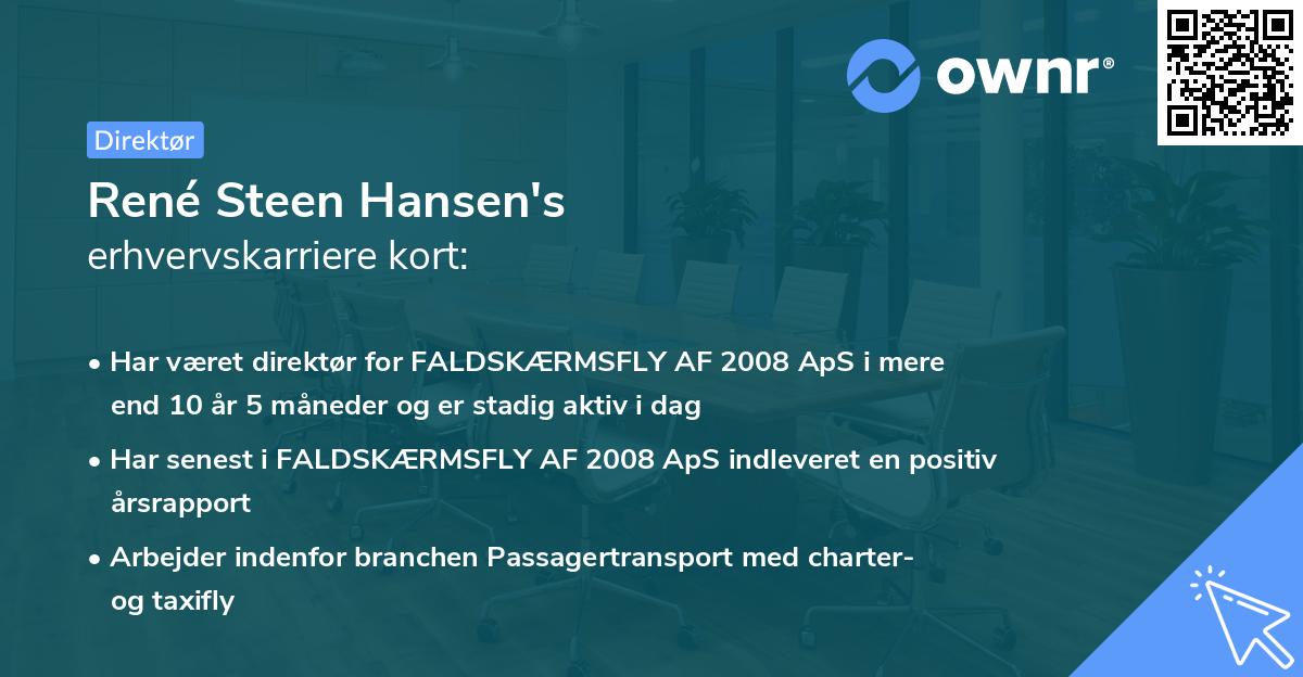 René Steen Hansen's erhvervskarriere kort
