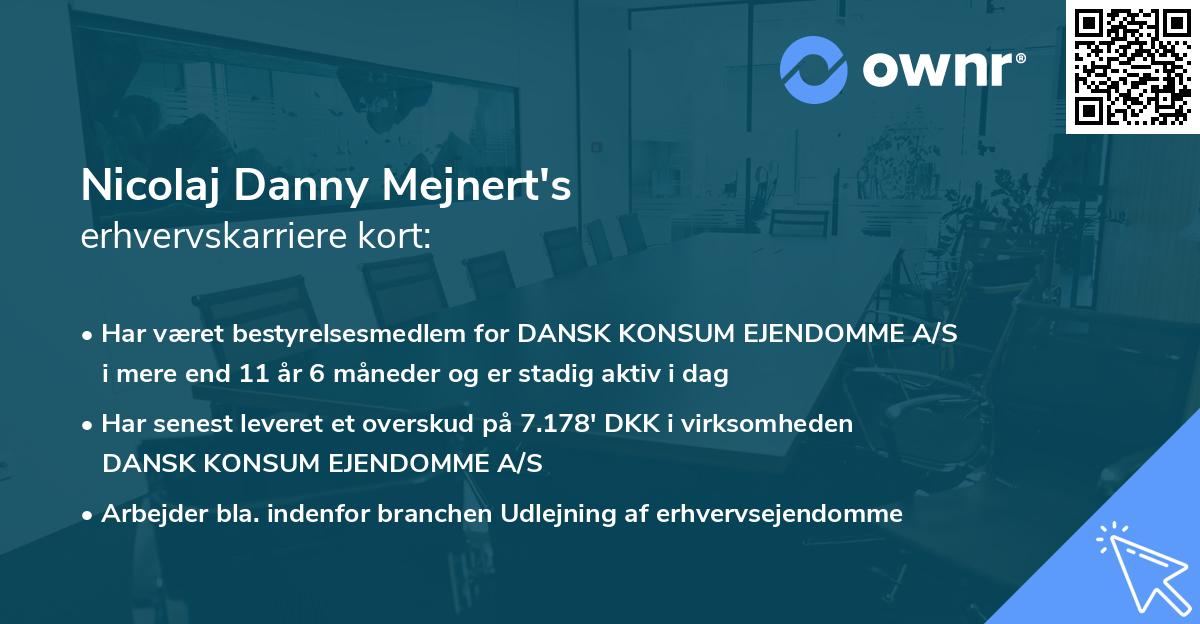 Nicolaj Danny Mejnert's erhvervskarriere kort