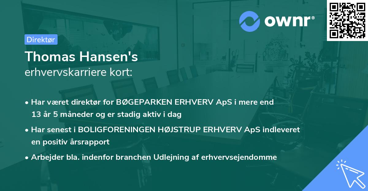Thomas Hansen's erhvervskarriere kort