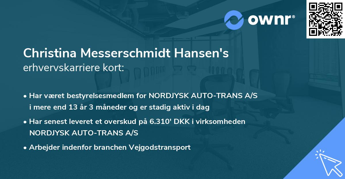 Christina Messerschmidt Hansen's erhvervskarriere kort