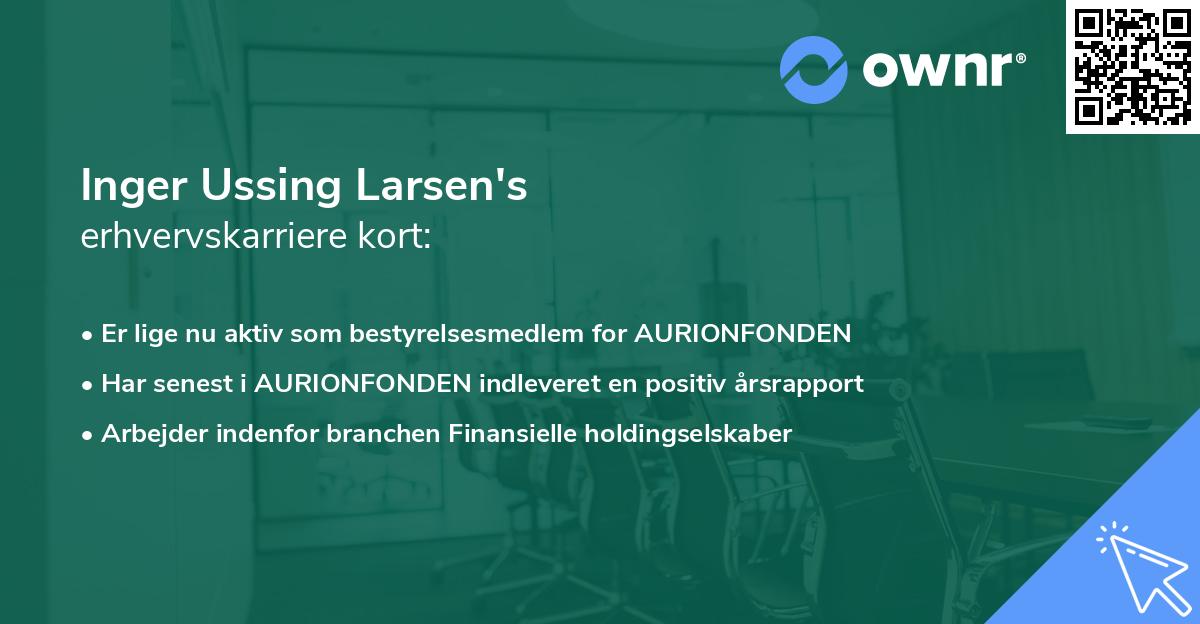 Inger Ussing Larsen's erhvervskarriere kort