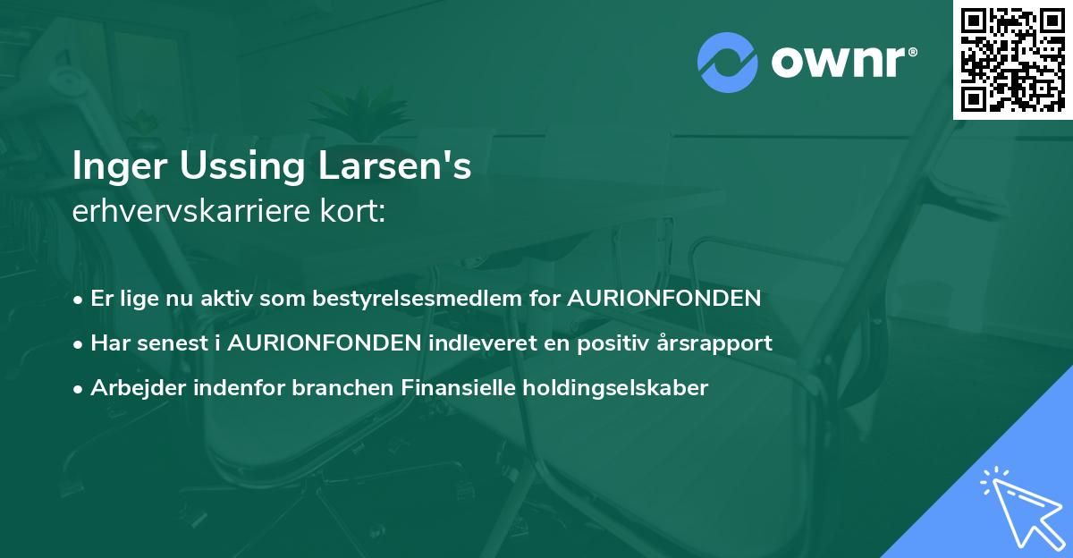 Inger Ussing Larsen's erhvervskarriere kort