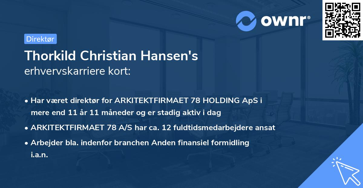 Thorkild Christian Hansen's erhvervskarriere kort