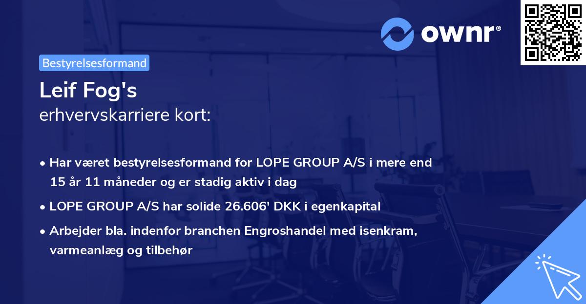 Leif Fog's erhvervskarriere kort