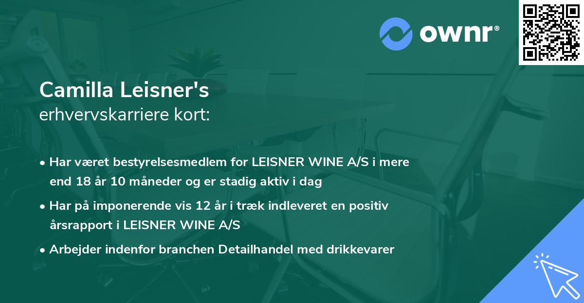Camilla Leisner's erhvervskarriere kort