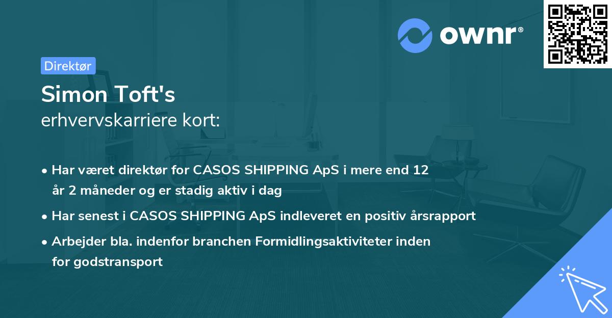 Simon Toft's erhvervskarriere kort