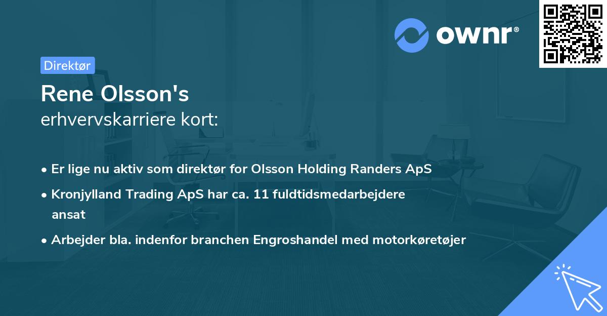 Rene Olsson's erhvervskarriere kort