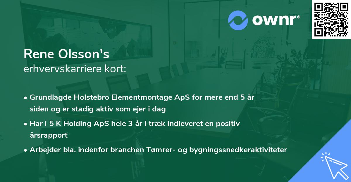 Rene Olsson's erhvervskarriere kort