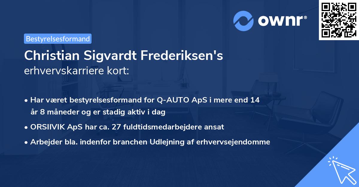 Christian Sigvardt Frederiksen's erhvervskarriere kort