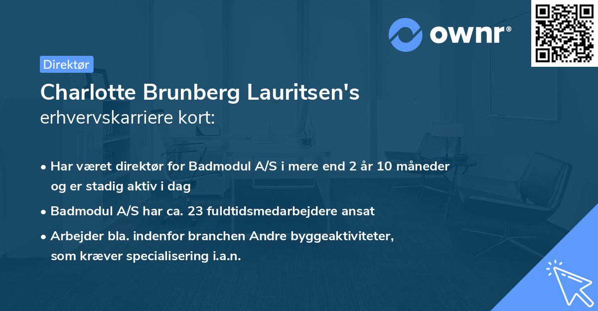 Charlotte Brunberg Lauritsen's erhvervskarriere kort