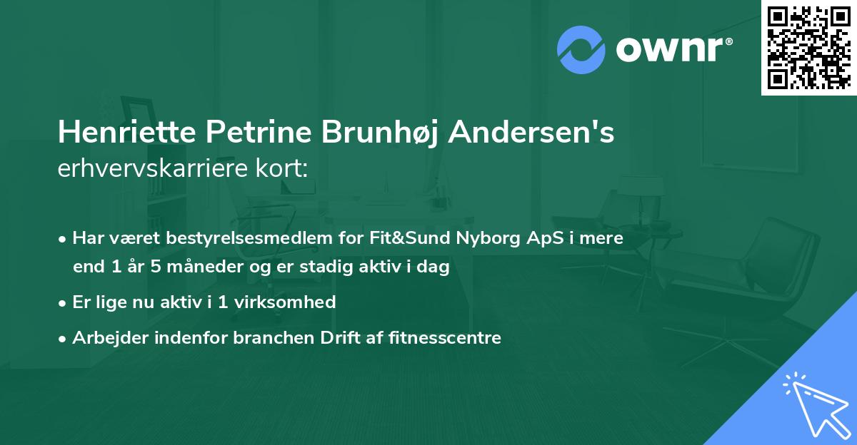 Henriette Petrine Brunhøj Andersen's erhvervskarriere kort