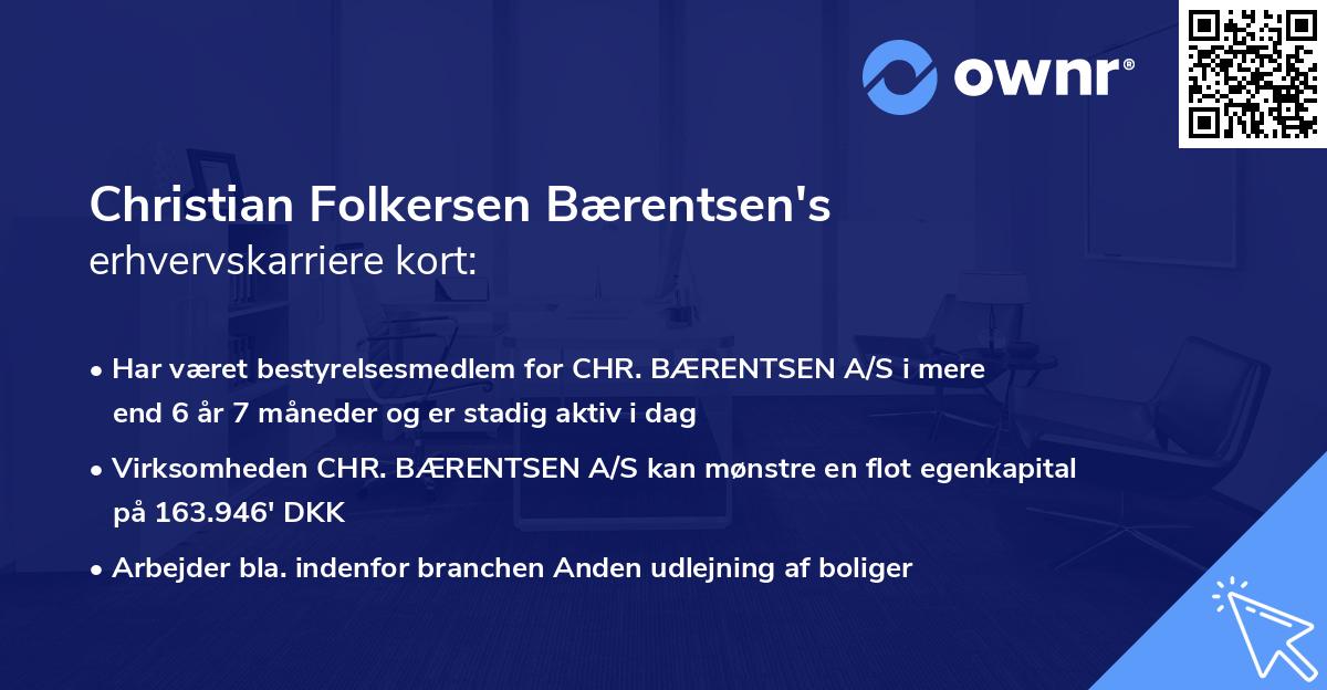 Christian Folkersen Bærentsen's erhvervskarriere kort
