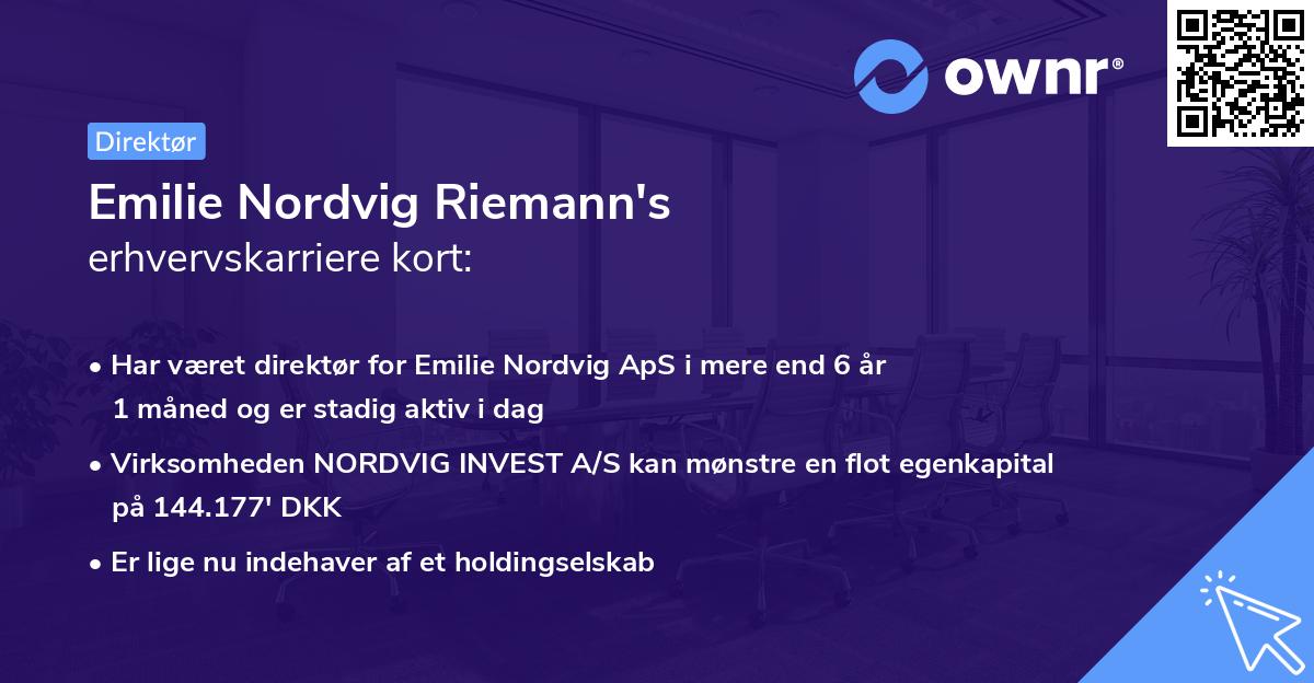 Emilie Nordvig Riemann's erhvervskarriere kort