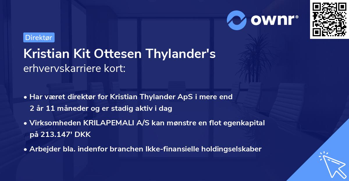 Kristian Kit Ottesen Thylander's erhvervskarriere kort