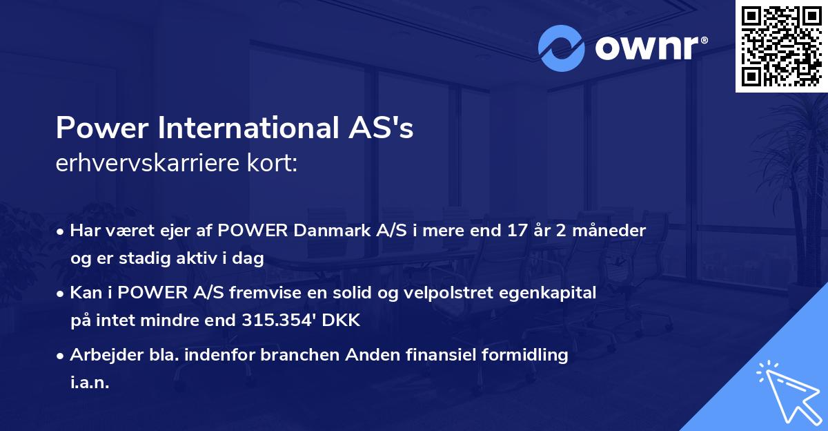 Power International AS's erhvervskarriere kort