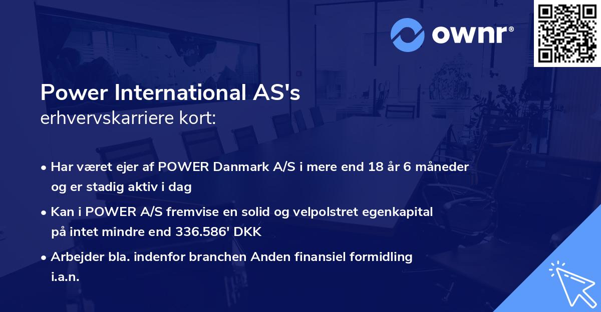 Power International AS's erhvervskarriere kort