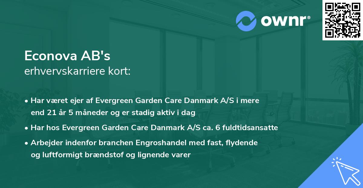 Econova AB's erhvervskarriere kort