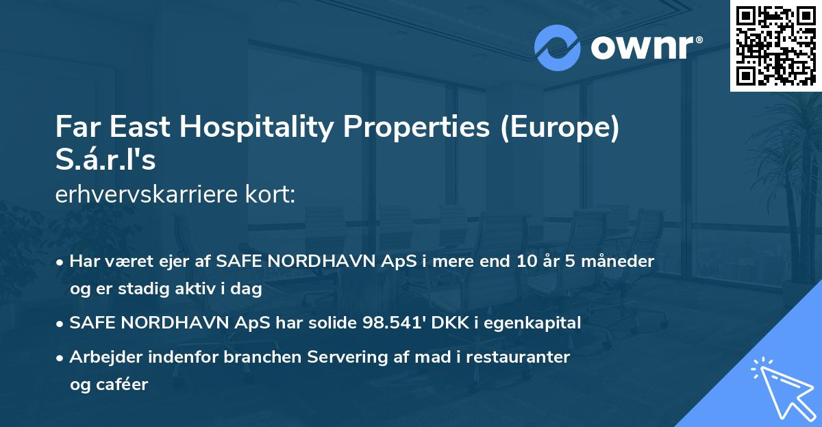 Far East Hospitality Properties (Europe) S.á.r.l's erhvervskarriere kort