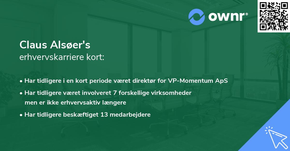 Claus Alsøer's erhvervskarriere kort