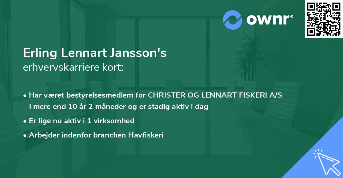 Erling Lennart Jansson's erhvervskarriere kort