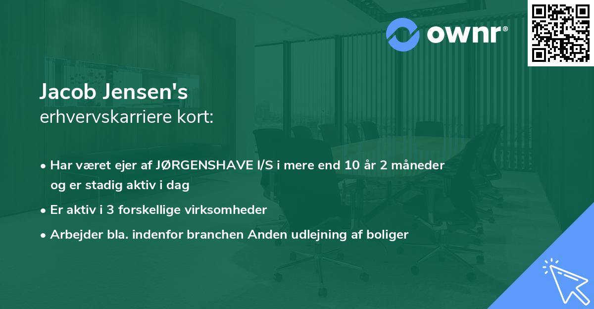 Jacob Jensen's erhvervskarriere kort