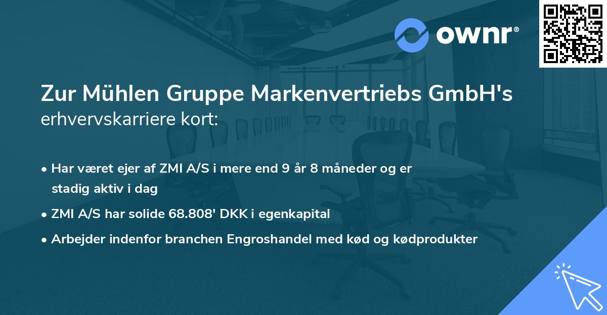 Zur Mühlen Gruppe Markenvertriebs GmbH's erhvervskarriere kort