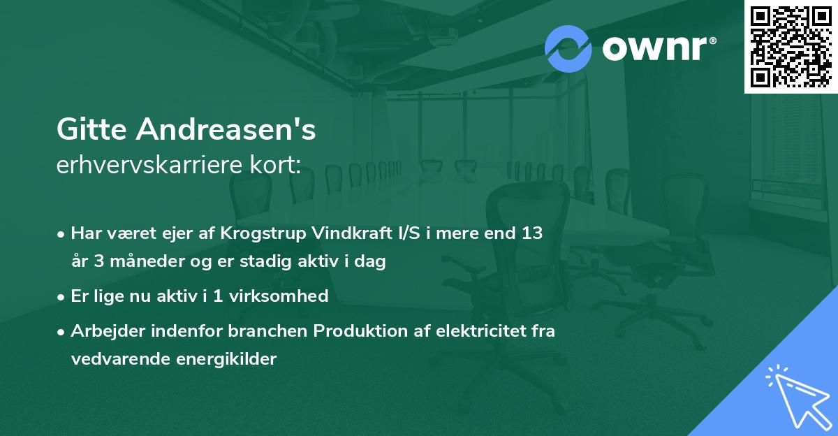 Gitte Andreasen's erhvervskarriere kort