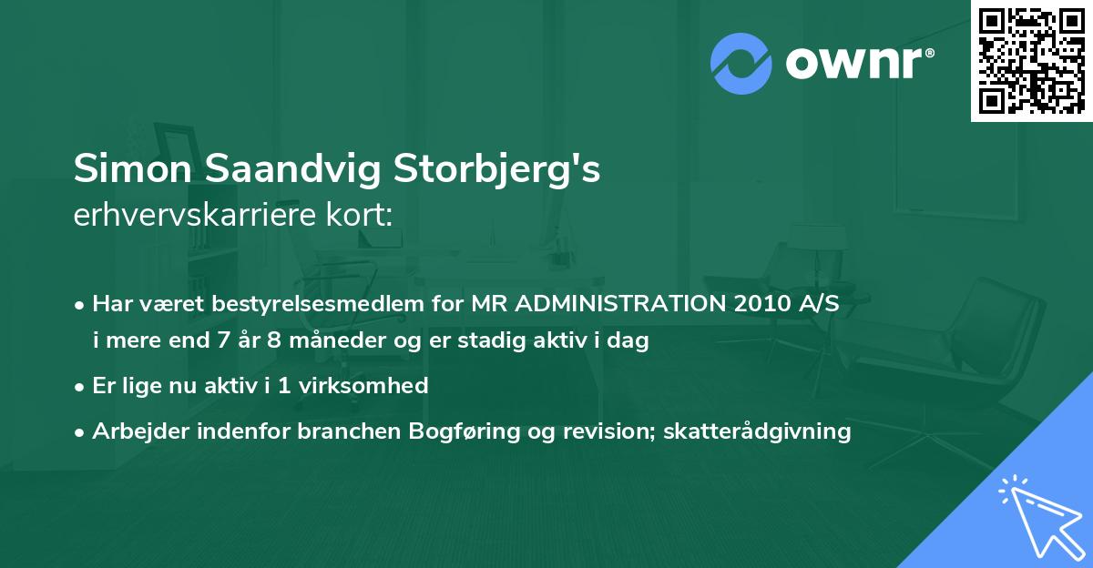 Simon Saandvig Storbjerg's erhvervskarriere kort