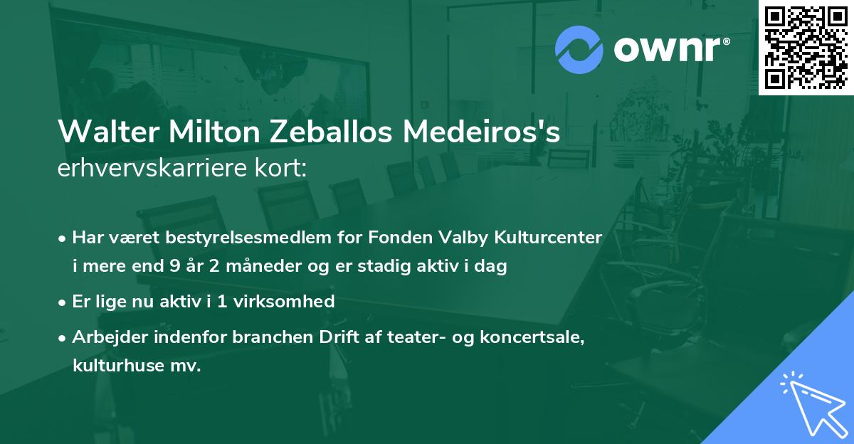 Walter Milton Zeballos Medeiros's erhvervskarriere kort
