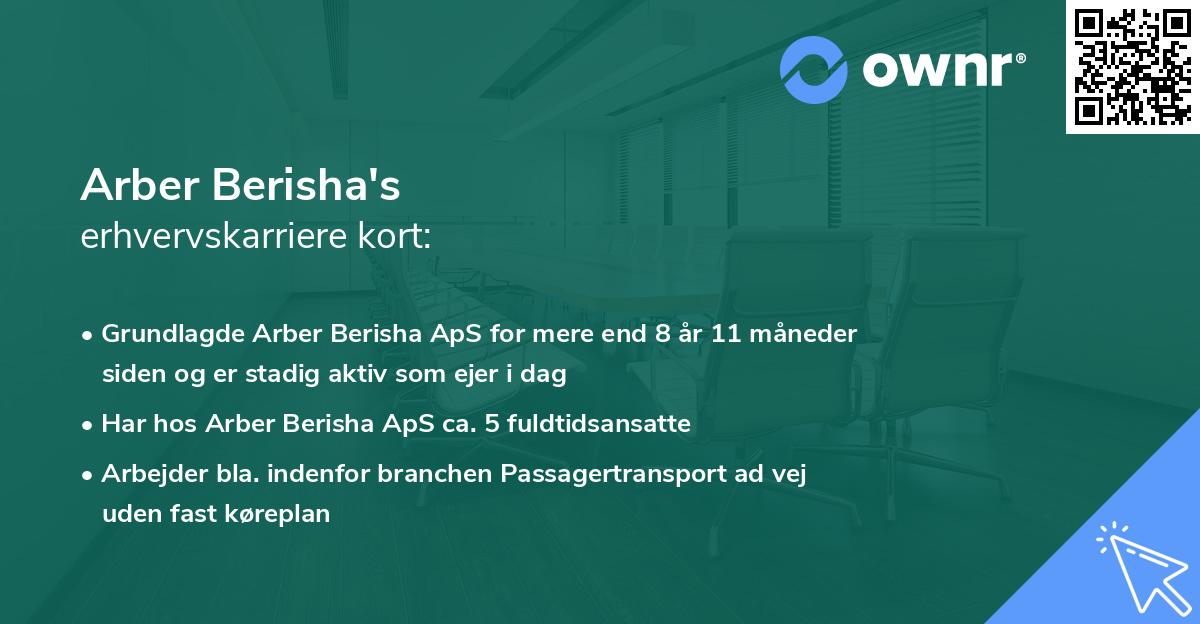 Arber Berisha's erhvervskarriere kort