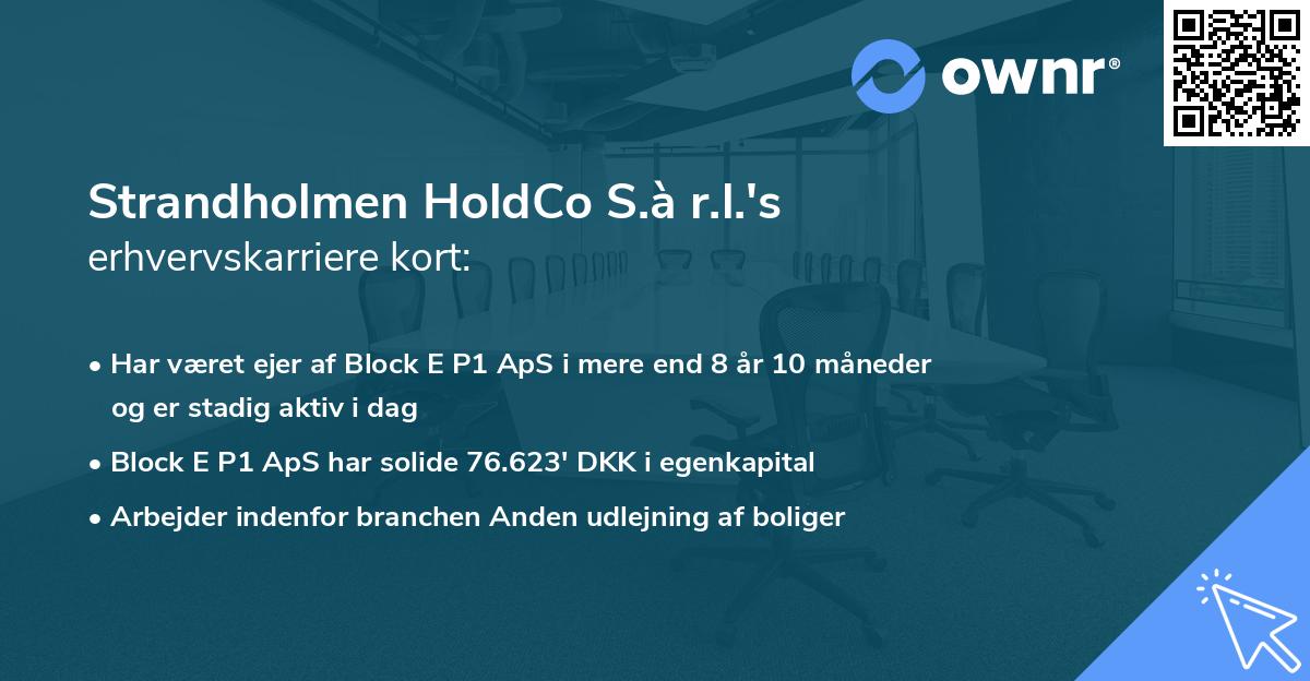 Strandholmen HoldCo S.à r.l.'s erhvervskarriere kort