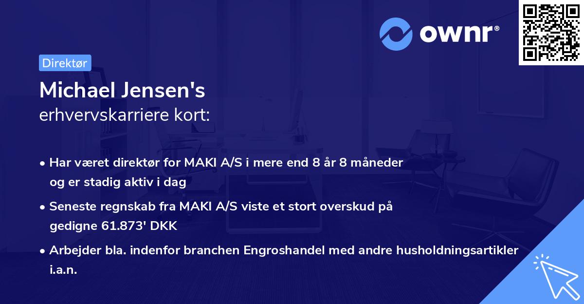 Michael Jensen's erhvervskarriere kort