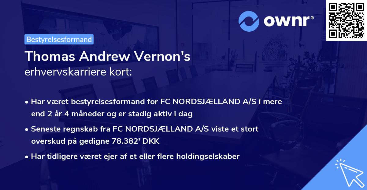 Thomas Andrew Vernon's erhvervskarriere kort