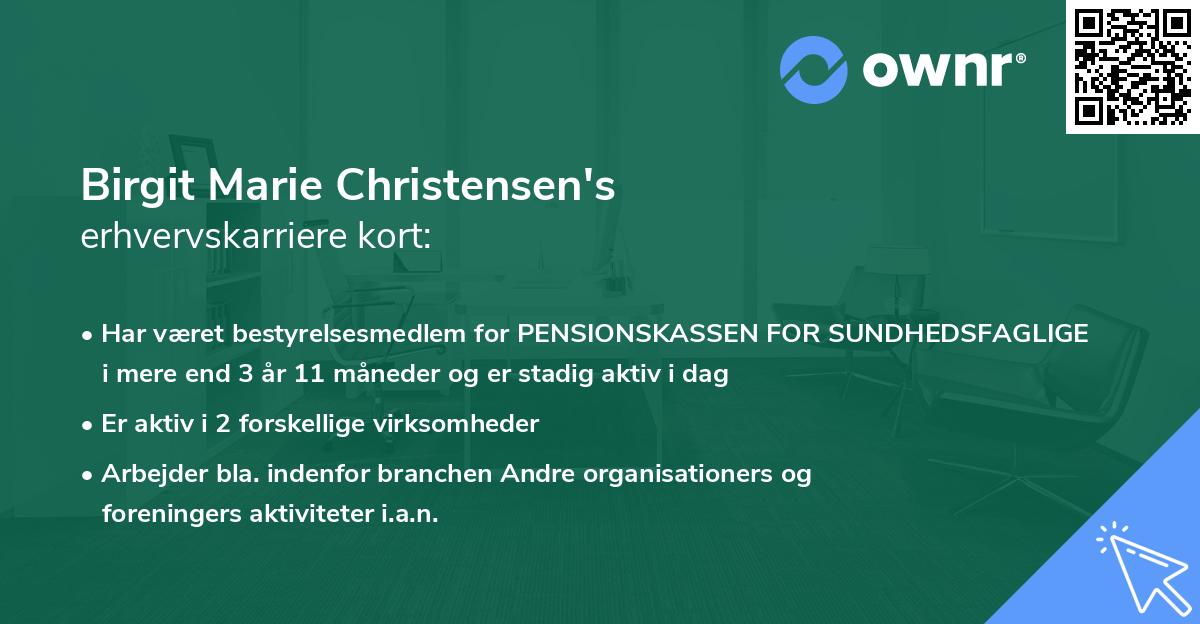 Birgit Marie Christensen's erhvervskarriere kort