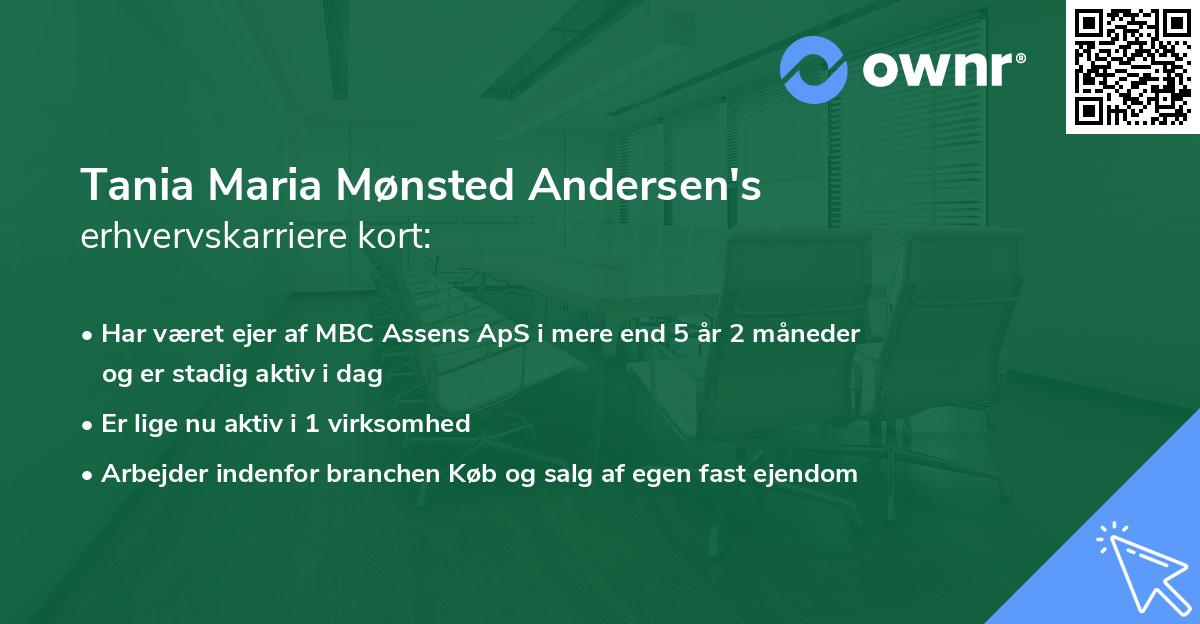 Tania Maria Mønsted Andersen's erhvervskarriere kort