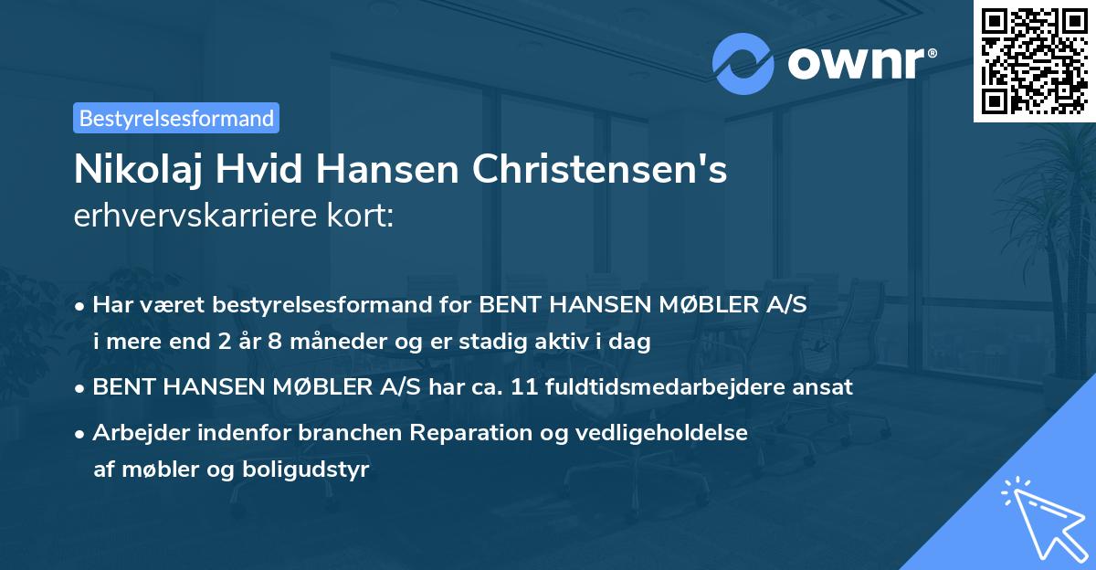 Nikolaj Hvid Hansen Christensen's erhvervskarriere kort