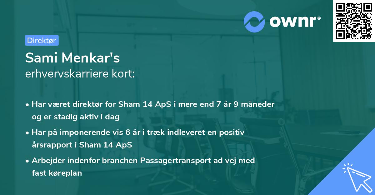 Sami Menkar's erhvervskarriere kort