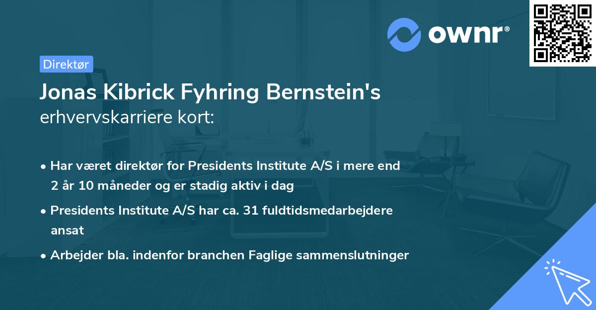 Jonas Kibrick Fyhring Bernstein's erhvervskarriere kort