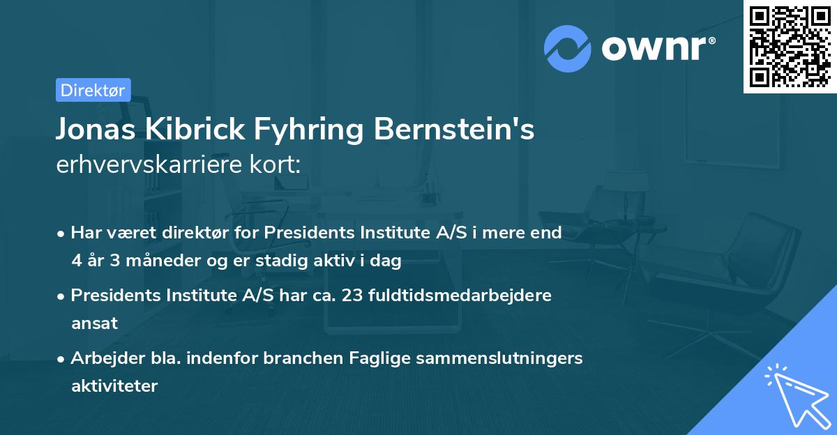 Jonas Kibrick Fyhring Bernstein's erhvervskarriere kort