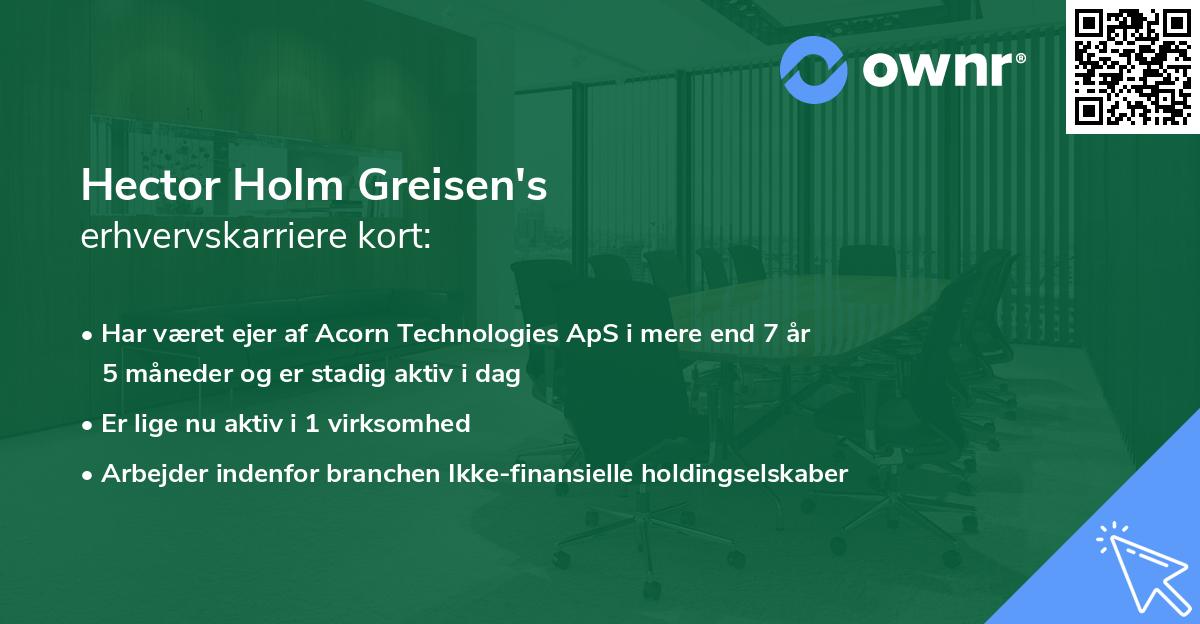 Hector Holm Greisen's erhvervskarriere kort