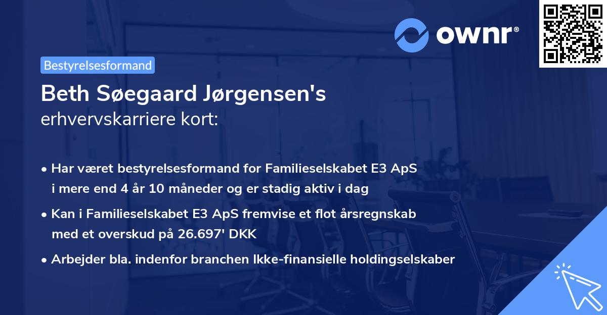 Beth Søegaard Jørgensen's erhvervskarriere kort