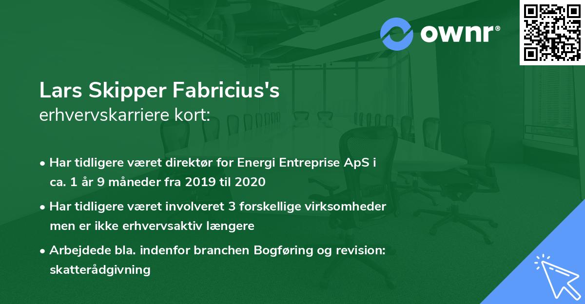 Lars Skipper Fabricius's erhvervskarriere kort